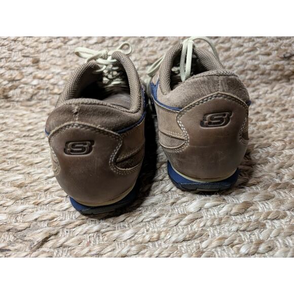 Skechers Biker Casual Walking Brown Leather Dress Shoes Work - Picture 3 of 10